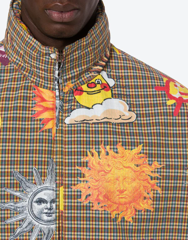Allover Sun Smiley Print Cotton Windbreaker - Image 2