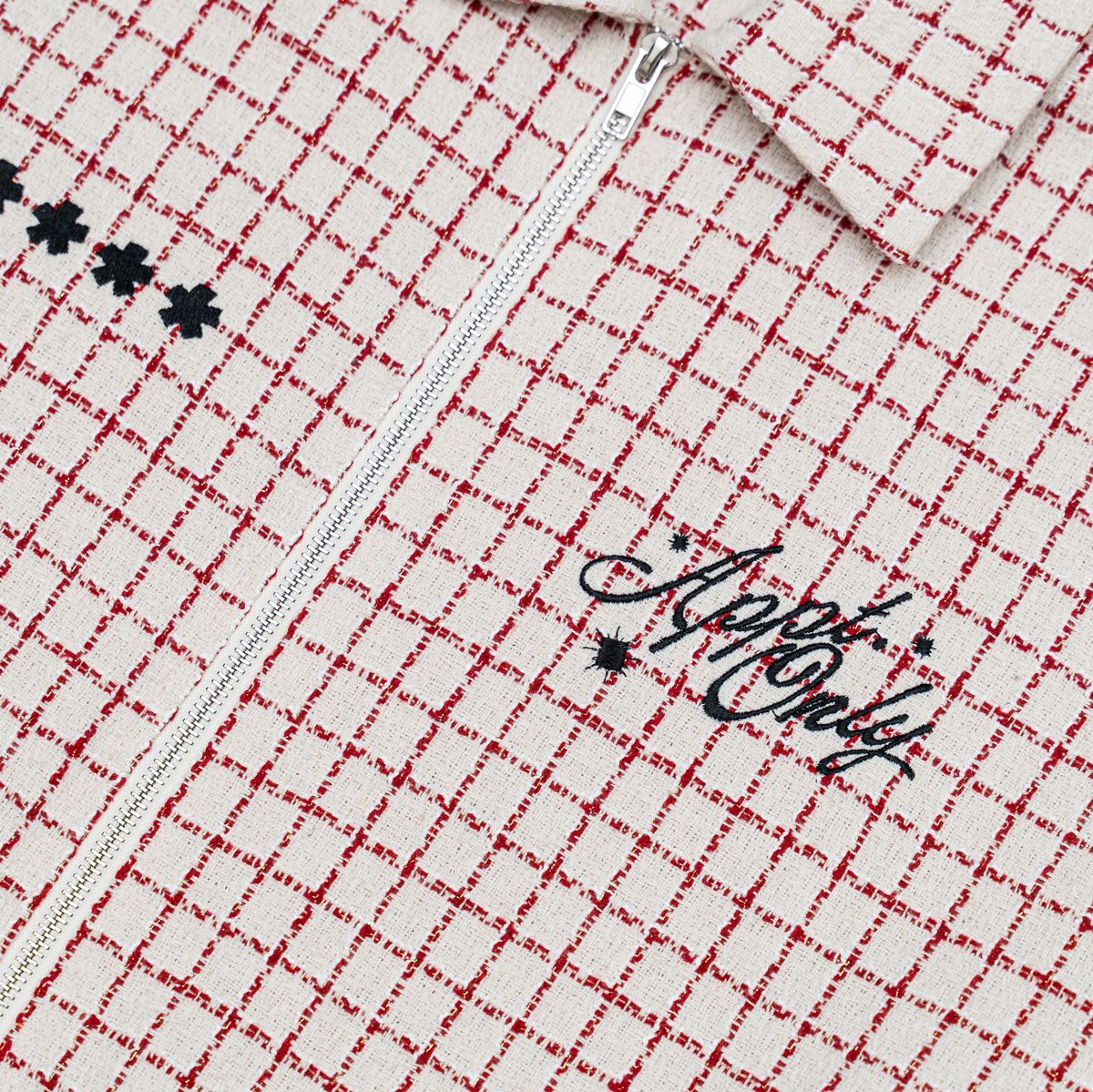By Appt Only “Dropout” Zip Flannel Jacket (Cream/Red) - Image 3