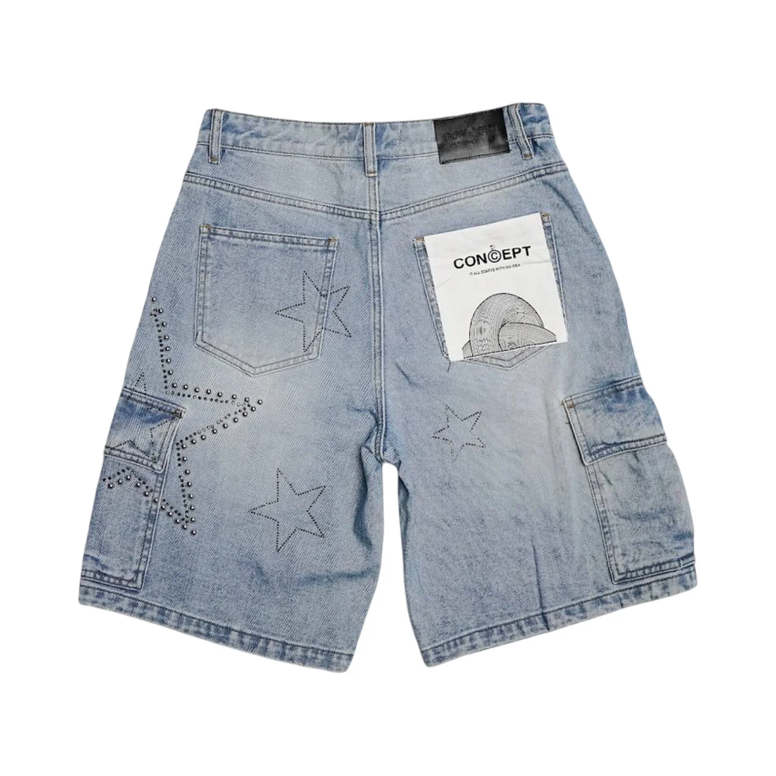 Concept La “Madrid” Blue Wash Shorts - Image 3