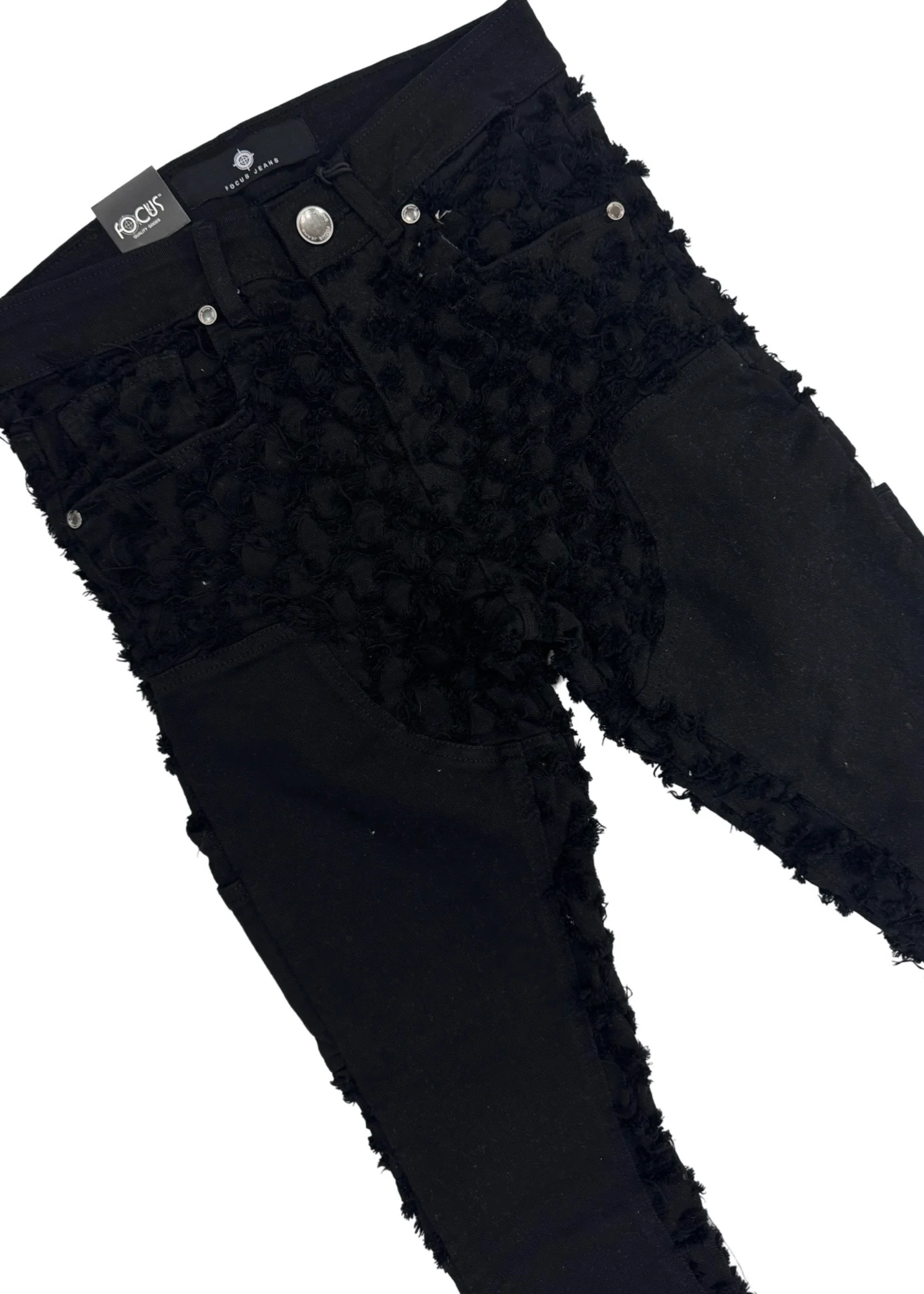 Focus Black Ripple Stacked Jeans (3603) - Image 2