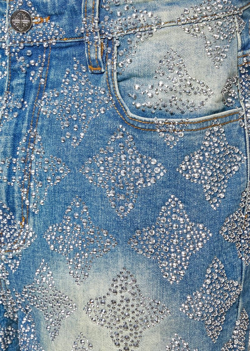 Guapi Vintage Blue Embellished Denim Shorts - Image 4