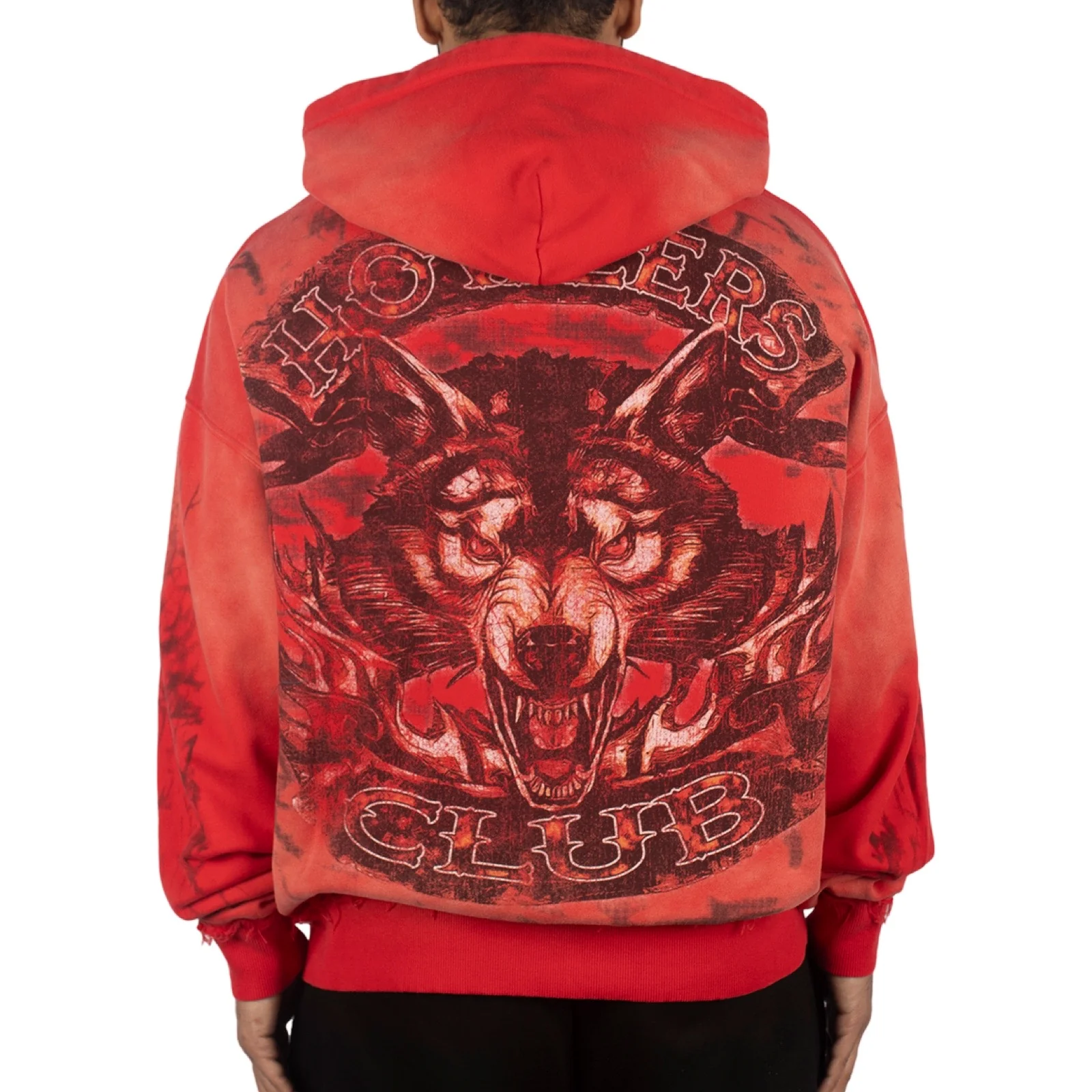 Howlers Club Wolves Club Red Fade Zip Hoodie - Image 2
