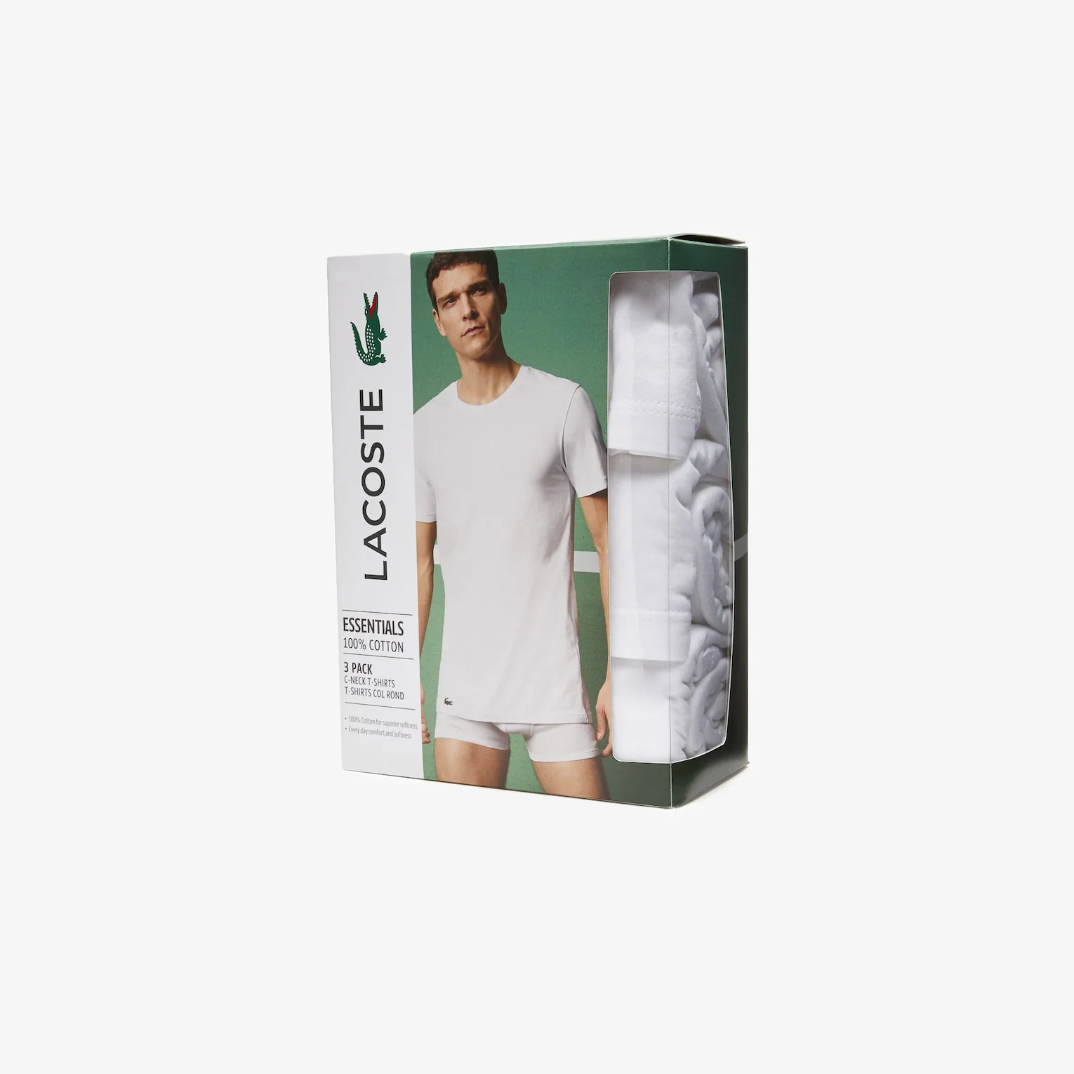 Men’s Crewneck Plain Cotton Tee 3-Pack (White) - Image 2