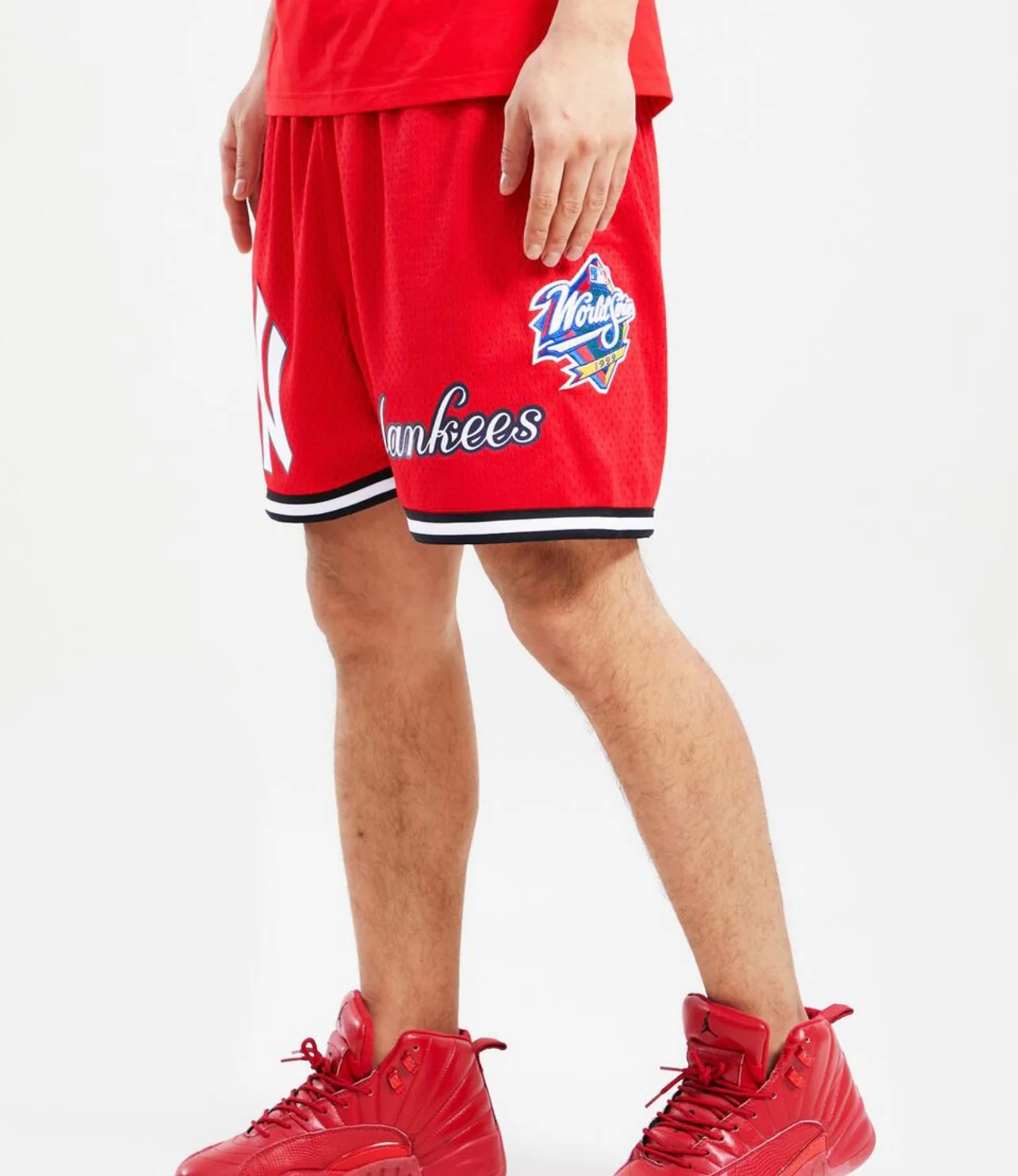 New York Yankees Logo Mesh Short (Red) - Image 2