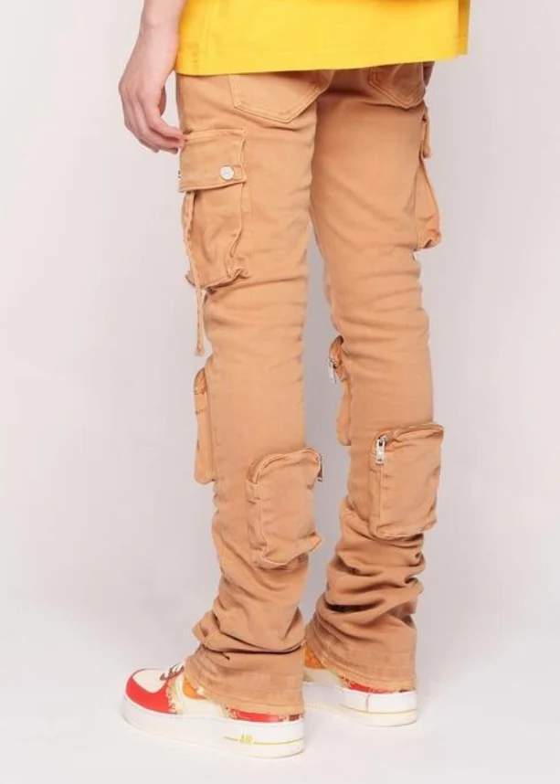 Pheelings “Never Look Back” Light Khaki Cargo Flare Jeans - Image 2