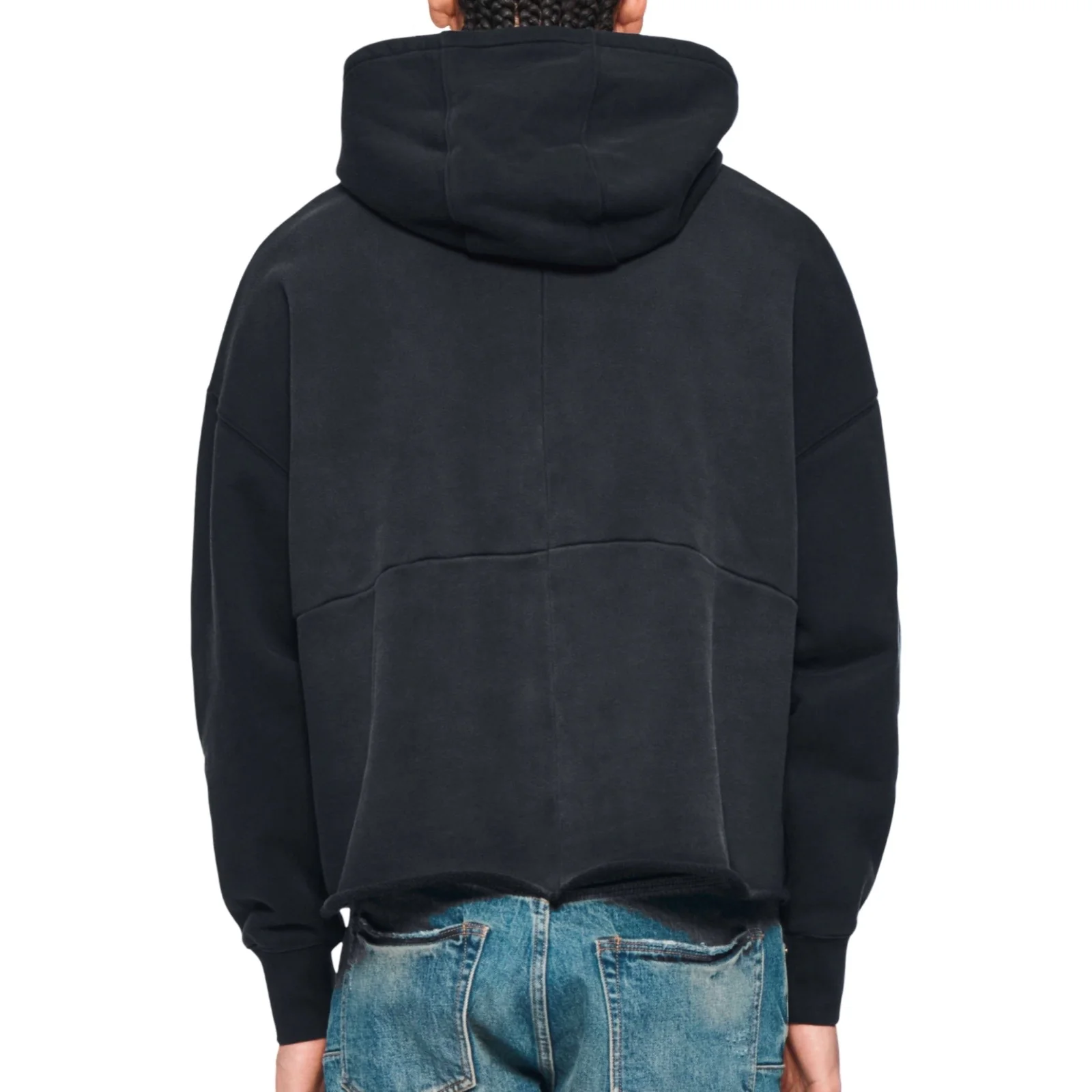 Purple Brand Black Fleece Cut Off Hoodie - Image 2