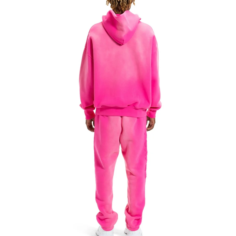 Purple Brand Embossed Logo Pink Jogging Set - Image 3