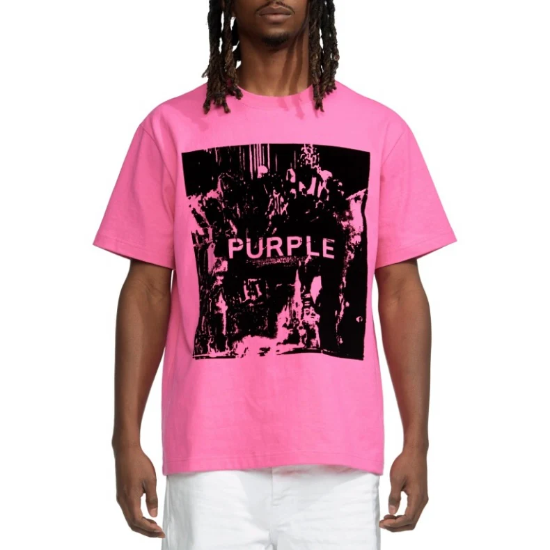 Purple Brand Textured Flock Pink S/S Tee - Image 2