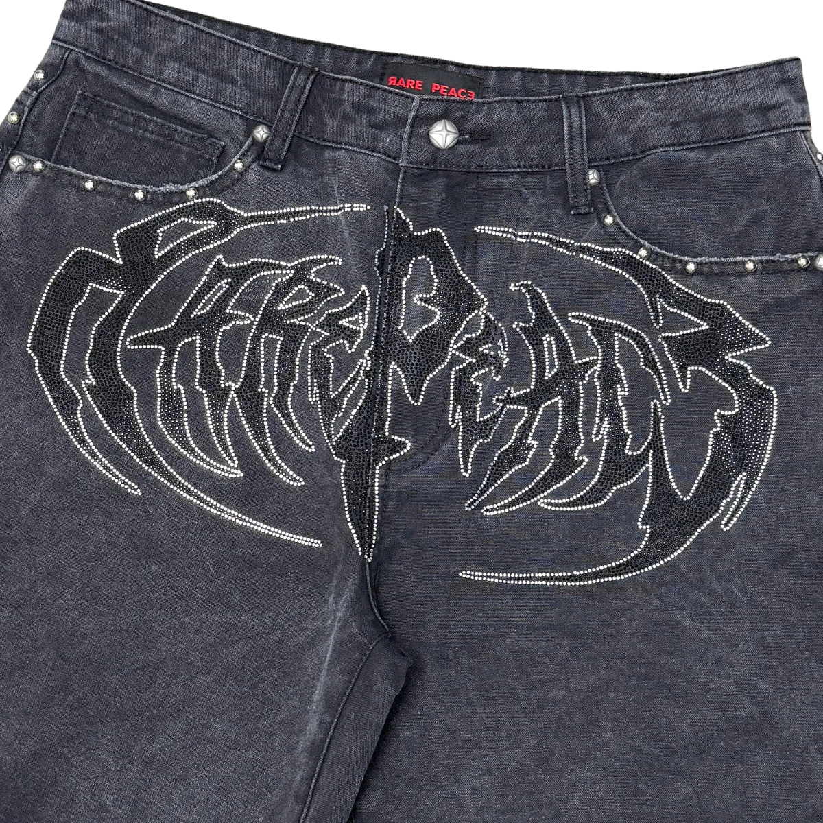 Rare Peace “Twill” Black Wash Rhinestone Short - Image 2