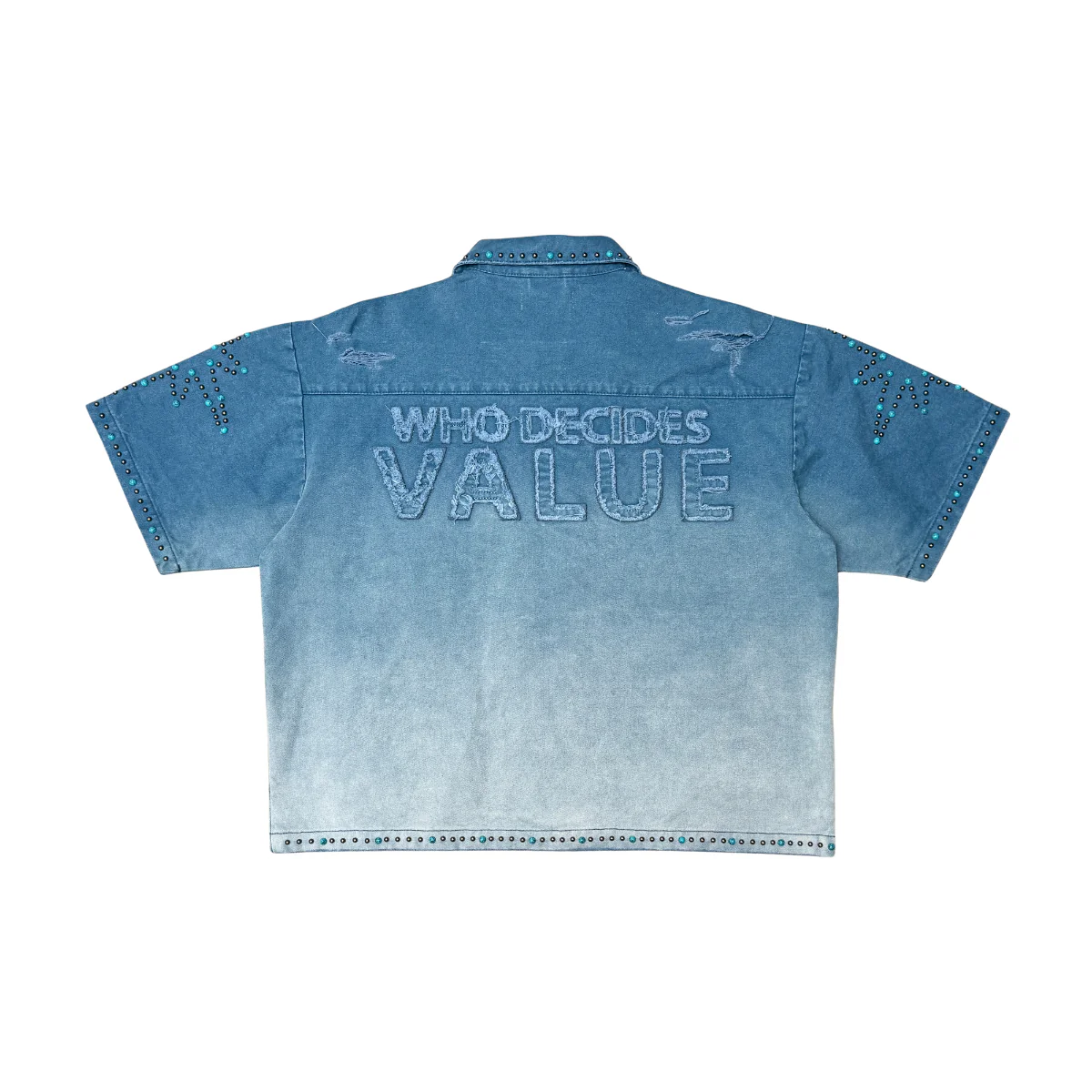 Rare Peace “Twill” Wash Rhinestone Zip Down Shirt - Image 3