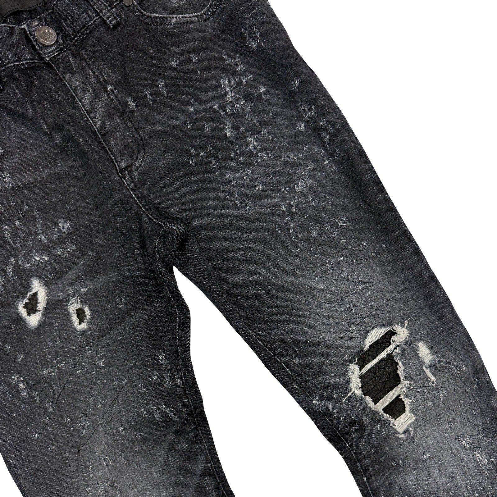 RH45 London “Aspen” Leather Detail Jeans - Image 2
