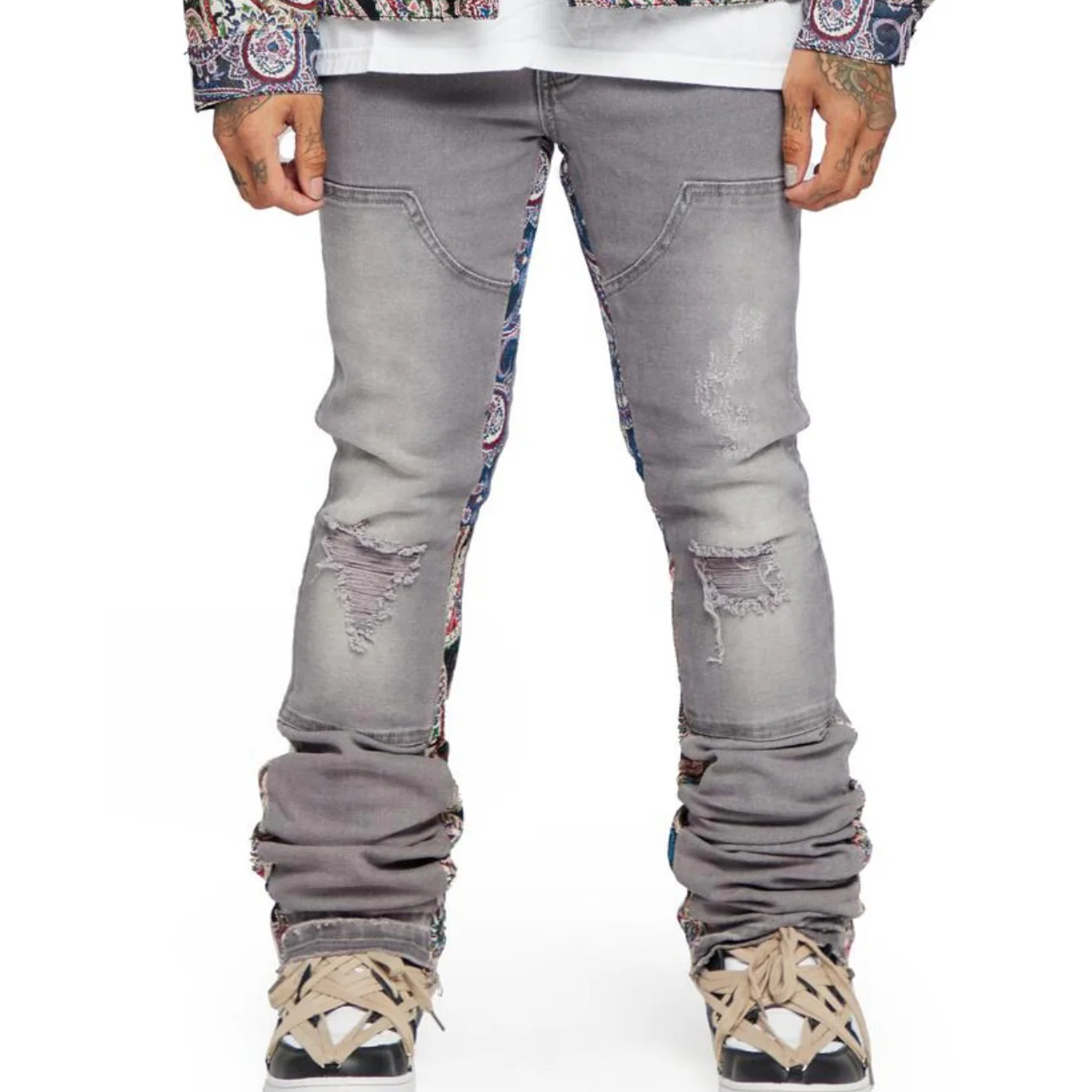 Valabasas “Alpha Picasso” Grey Jacquard Jeans - Image 2
