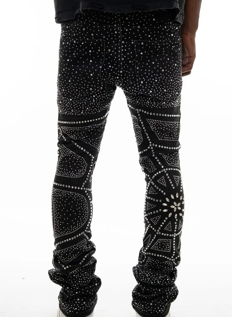Vicious “Embellished Rhinestone” Black Flare Jeans - Image 2