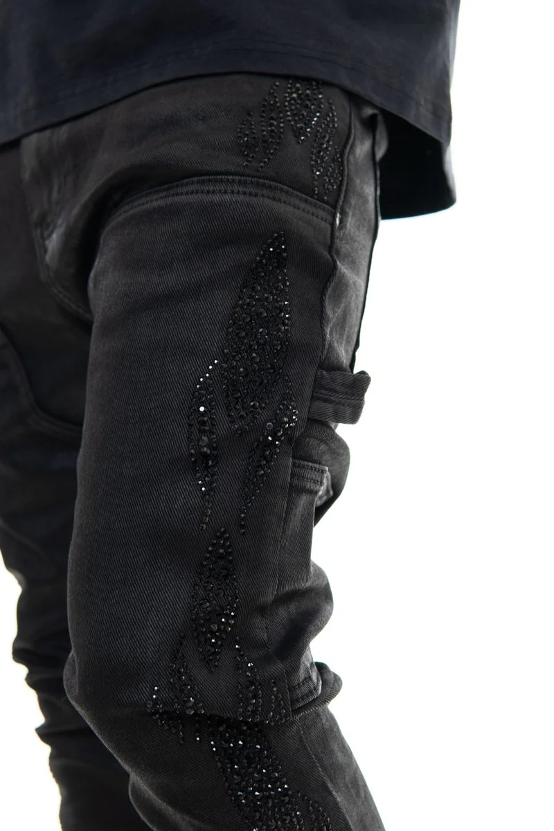 Vicious “Embellished Wax” Coated Jeans - Image 3