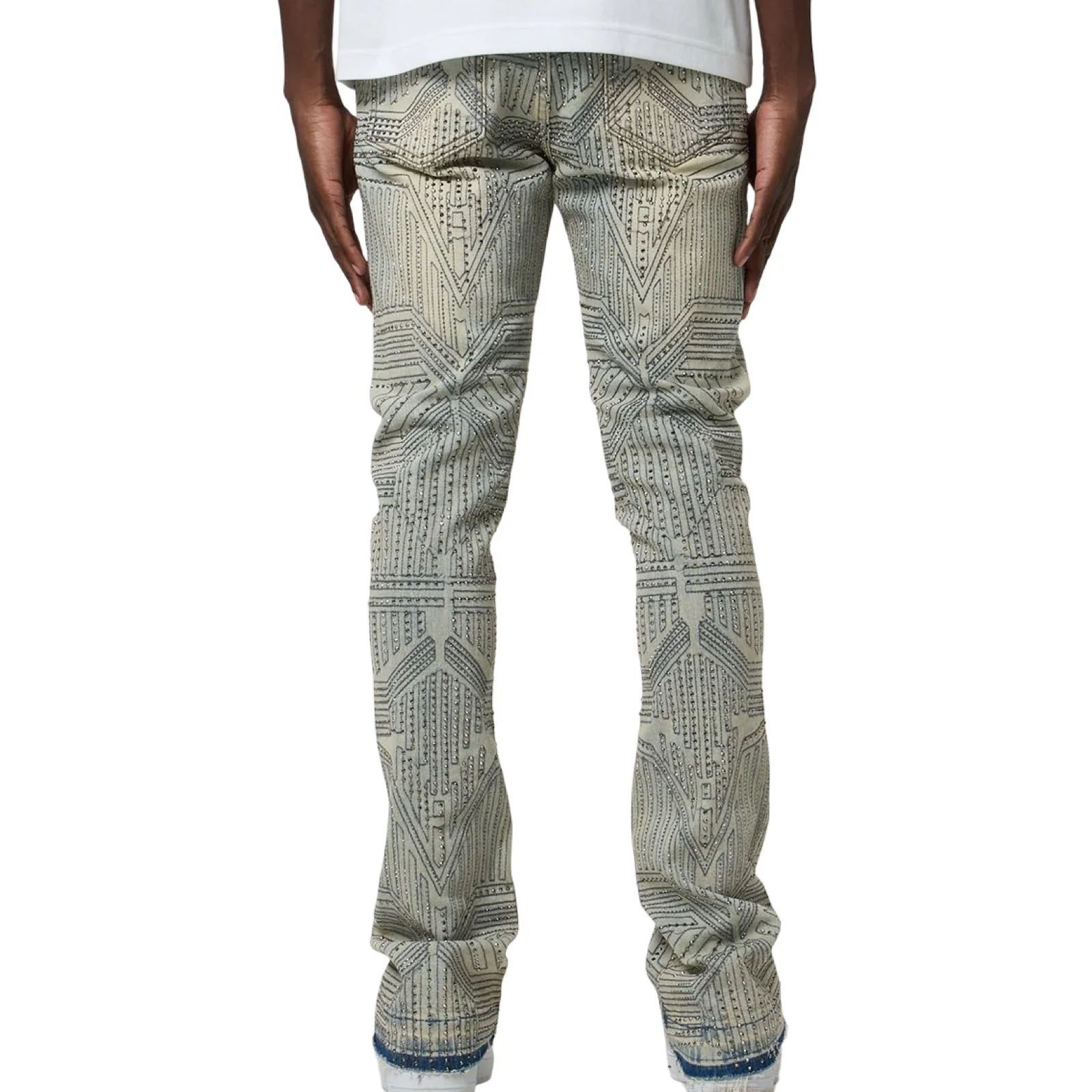 W By Waimea “Arrow Rhinestone” Antique Flare Jeans - Image 3