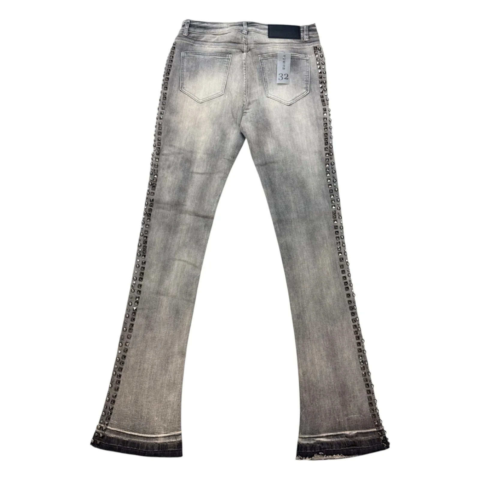 W By Waimea “Studded” Antique Grey Flare Jeans - Image 2